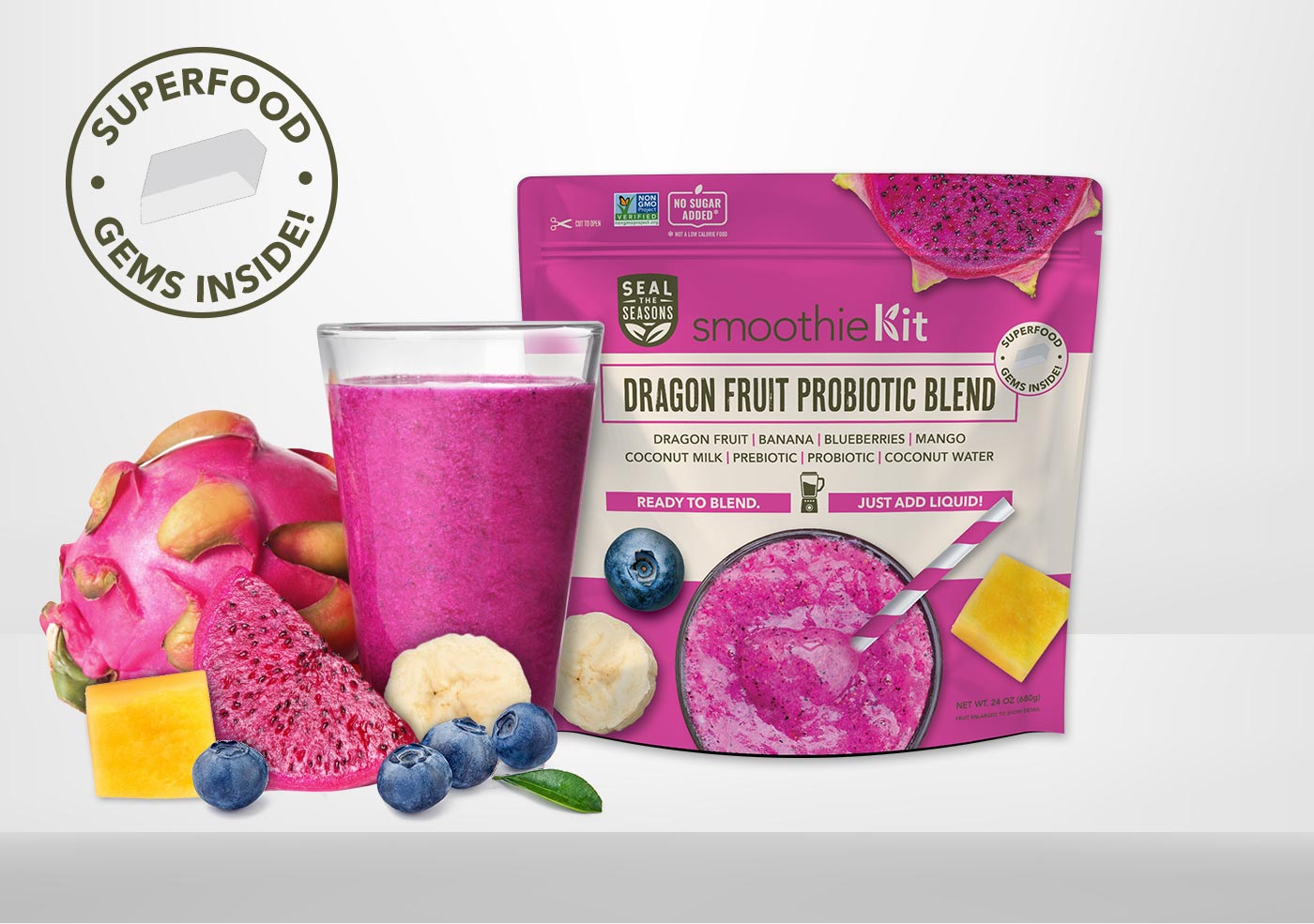 Seal The Seasons Dragon Fruit Probiotic Blend Smoothie Kit - 24.0 oz
