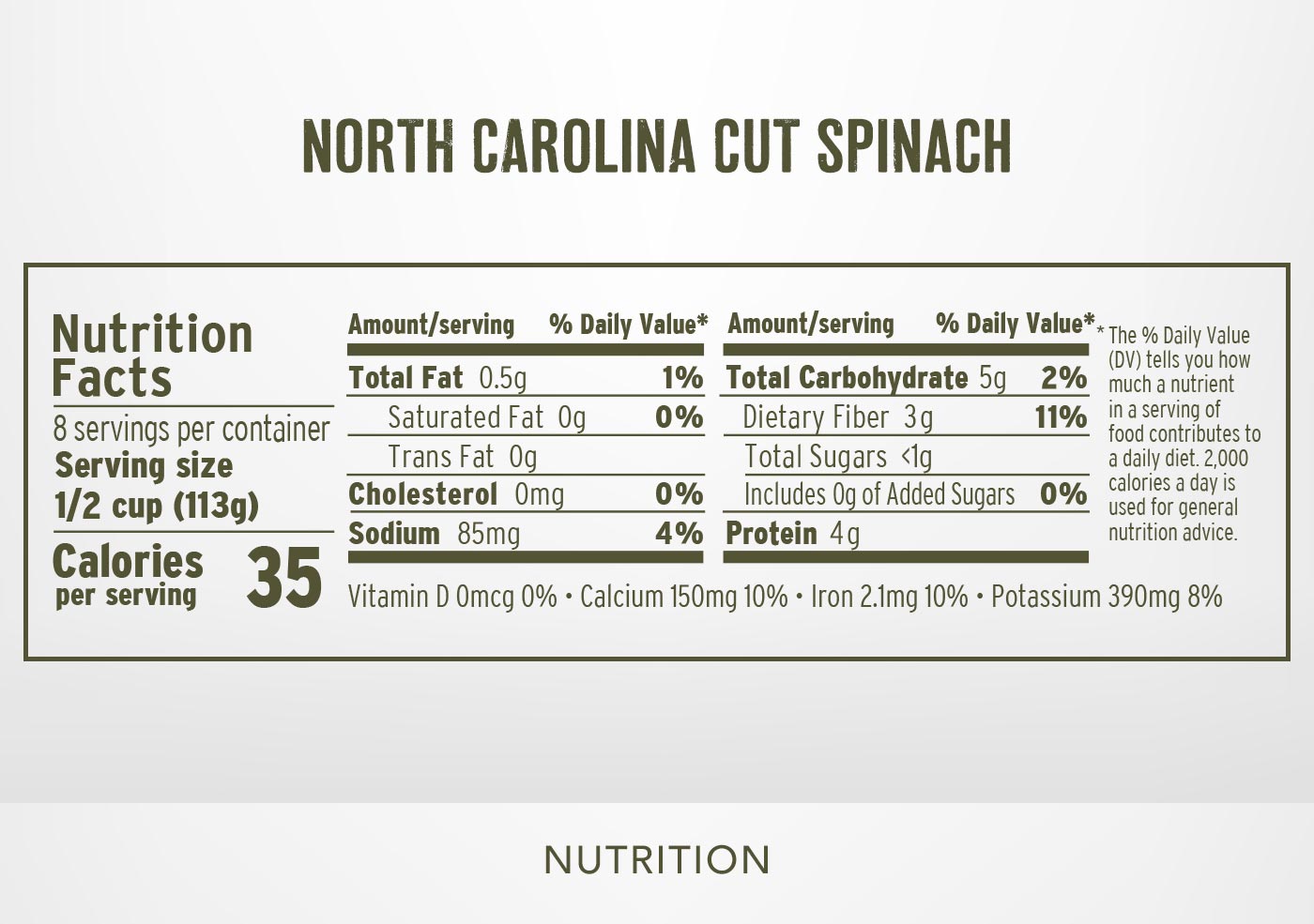 North Carolina Cut Spinach