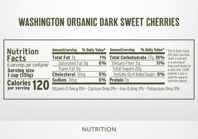 Organic Washington Dark Sweet Cherries